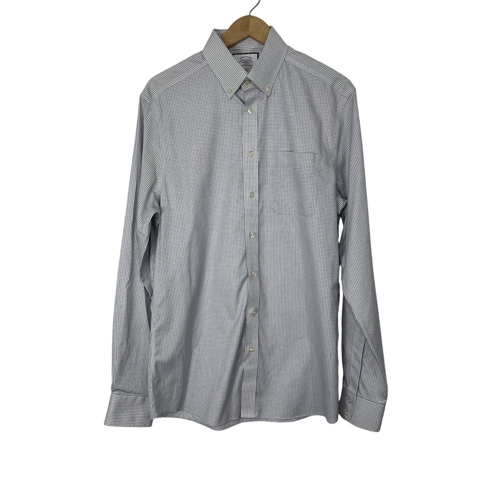 Charles Tyrwhitt Button-Down‎ Shirt Blue White Check  16.5/38 Slim Fit Non Iron